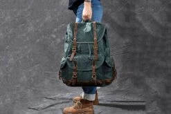 Waxed Canvas Backpack, Handmade Rucksack, School Backpack, Mens Laptop Backpack, Large Travel Backpack, Christmas Gifts, Dad Birthday Gifts