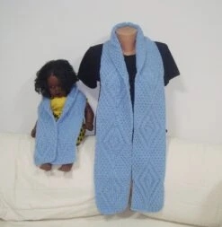 Hand Knit Blue Scarf Women Or Men Kids Matching Scarves Dad And Son Mom And Boys Gift Set Of 2 Christmas Gifts For Sale -Jewellery Soldes Boutique il fullxfull.1734457508 avbw