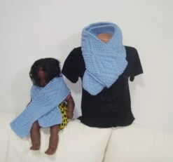 Hand Knit Blue Scarf Women Or Men Kids Matching Scarves Dad And Son Mom And Boys Gift Set Of 2 Christmas Gifts For Sale -Jewellery Soldes Boutique il fullxfull.1734457752 ijy3
