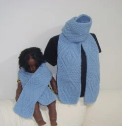 Hand Knit Blue Scarf Women Or Men Kids Matching Scarves Dad And Son Mom And Boys Gift Set Of 2 Christmas Gifts For Sale -Jewellery Soldes Boutique il fullxfull.1734458124 5ssj