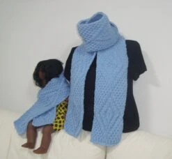Hand Knit Blue Scarf Women Or Men Kids Matching Scarves Dad And Son Mom And Boys Gift Set Of 2 Christmas Gifts For Sale -Jewellery Soldes Boutique il fullxfull.1734458378 edbl