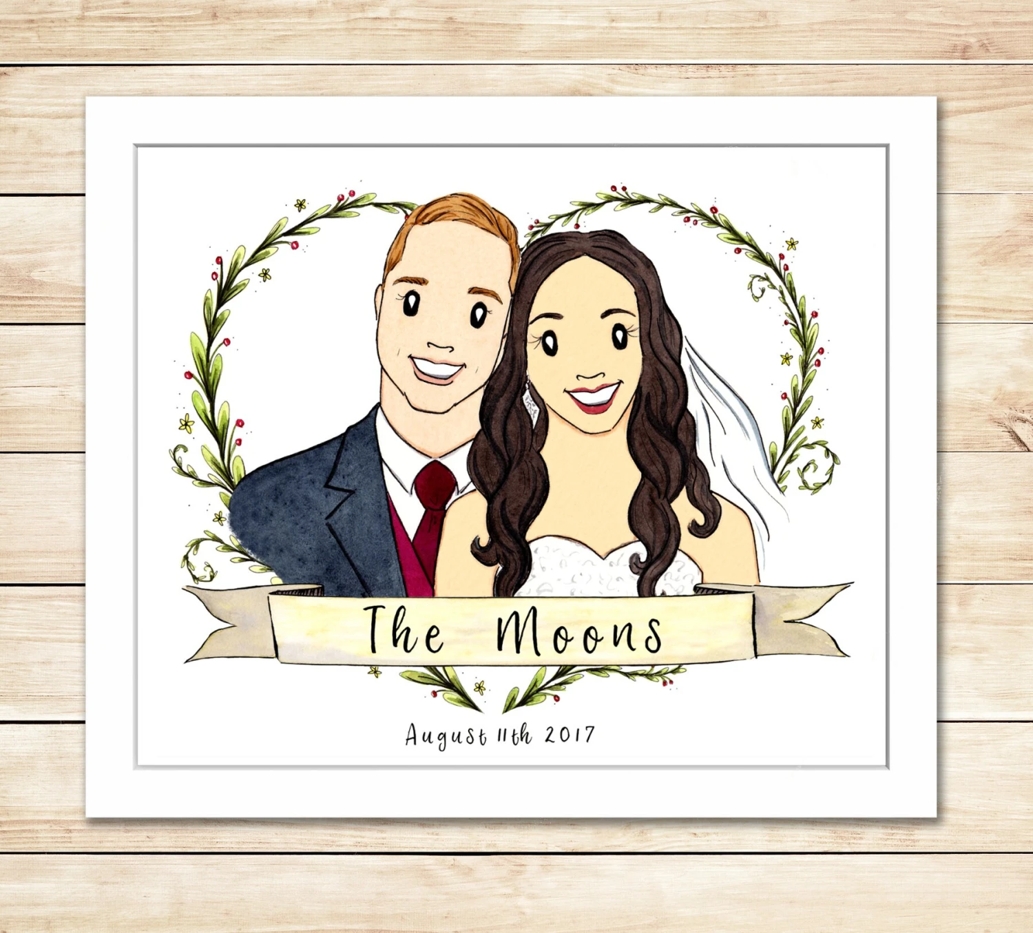 Christmas Gift, Family Portrait, Custom Watercolor, Family Illustration, Wedding Gift, Anniversary Present 4 Christmas Gift, Family Portrait, Custom Watercolor, Family Illustration, Wedding Gift, Anniversary Present - Image 2