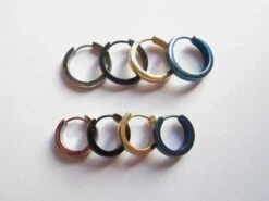 2 Earrings Steel Hoops Man Woman Minimalist, Spain, Christmas, Gift Boyfriend, For Her, For Him, Blue, Black, Silver, Gold