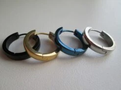2 Earrings Steel Hoops Man Woman Minimalist, Spain, Christmas, Gift Boyfriend, For Her, For Him, Blue, Black, Silver, Gold -Jewellery Soldes Boutique il fullxfull.1747304894 6347