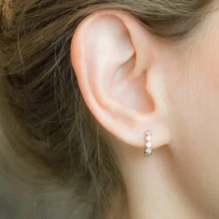 Christmas Sale - Small Hoop Earrings, Huggie Hoop Earrings Silver, Cartilage Hoop CZ, Pave Hoop Earrings, Hoop Earrings Gold