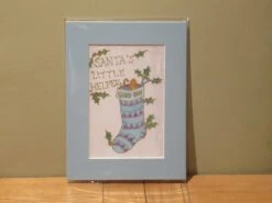 Silk Painting, Original Silk Art, Good Boy Stocking, Santa's Little Helper, Christmas Art, Baby's 1st Xmas, Boy's Gift, Blue, Nursery Art. -Jewellery Soldes Boutique il fullxfull.1762610243 ot02