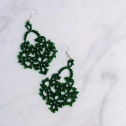 Emerald Green Chandelier Earrings, Tatted Earrings For Women, Sparkly Lace Earrings, Unique Christmas Gifts For Girlfriend -Jewellery Soldes Boutique il fullxfull.1766319593 27v0
