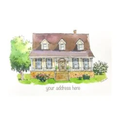Custom House Portrait, Christmas Gift, Hand Painted Home Portrait, Paper Anniversary, Realtor Gifts, Watercolor House Portrait