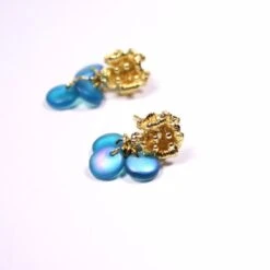Deep Blue Studs Earrings Minimal Gold Jewelry - Summer Teal Blue Jewelry - Mini Blue Drop Bridal Studs Earrings Christmas Gifts For Daughter