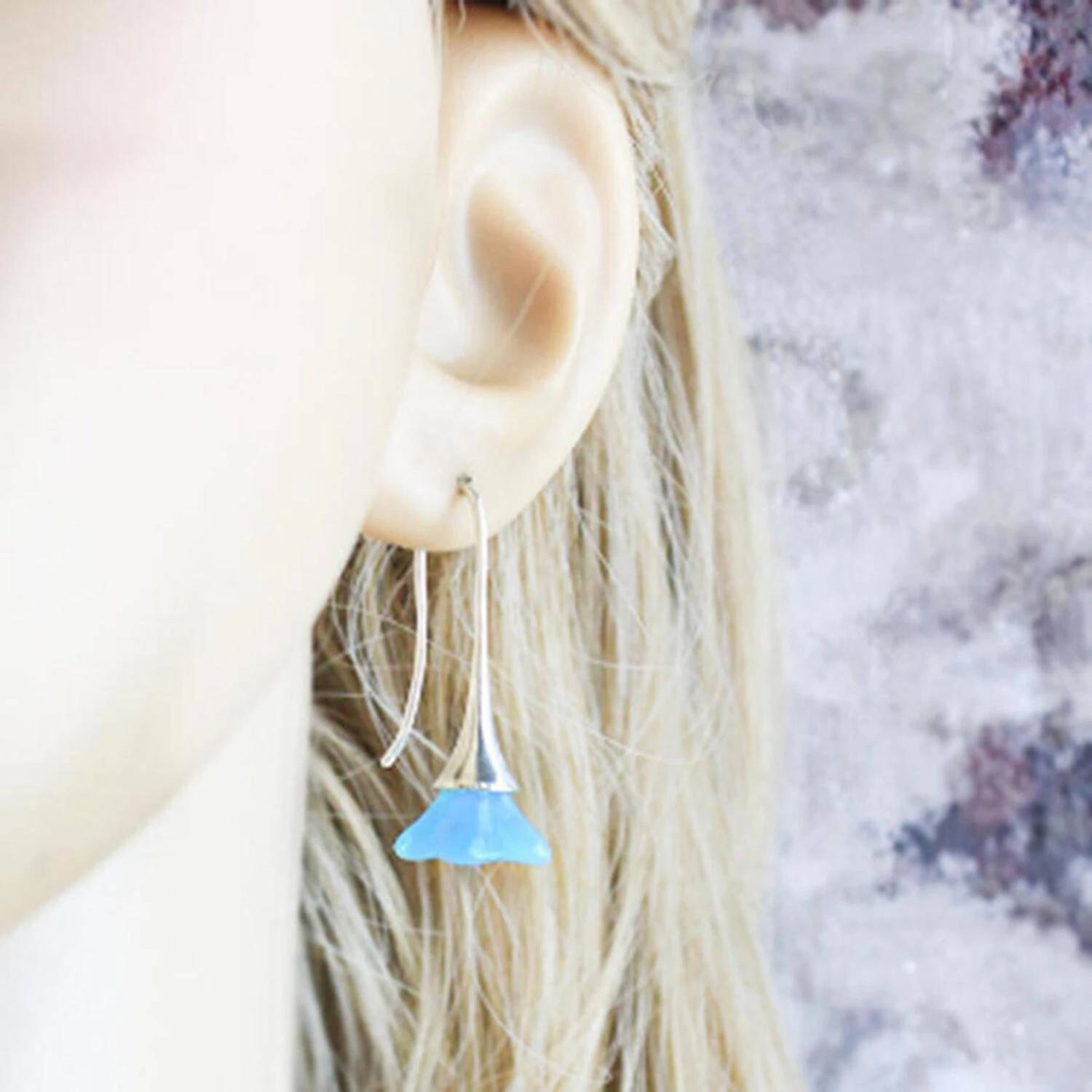 Blue Opal Earrings Silver Drop Jewelry Her - Bridesmaid Earrings Sky Blue Jewelry For Mom - Flower Minimal Earrings Daughter Christmas Gifts 7 Blue Opal Earrings Silver Drop Jewelry Her - Bridesmaid Earrings Sky Blue Jewelry For Mom - Flower Minimal Earrings Daughter Christmas Gifts - Image 5