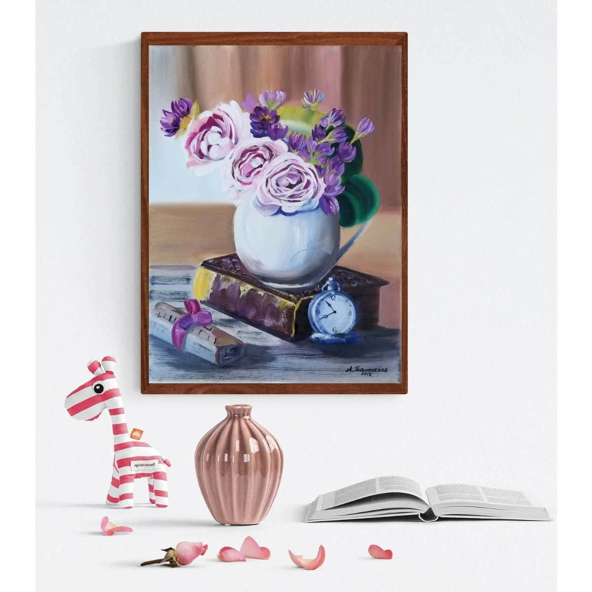 Purple Flowers Original Oil Painting On Canvas, Christmas Gift. New Year Gift. Impressionist Floral Still Life, Elegant Painting For Living 5 Purple Flowers Original Oil Painting On Canvas, Christmas Gift. New Year Gift. Impressionist Floral Still Life, Elegant Painting For Living - Image 3