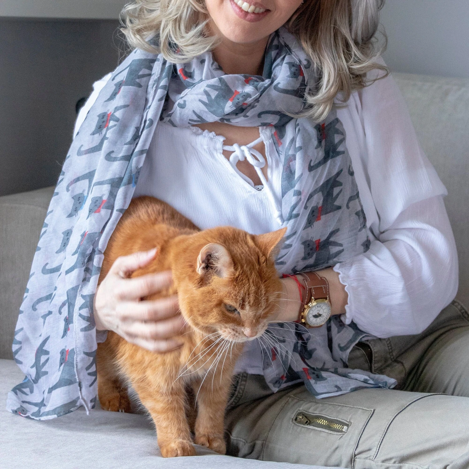 Teal Cat Scarf, Personalized Gifts For Her, Scarves For Woman, Cat Lover Gifts, Christmas Gifts, Birthday Gifts, Cat Scarf Gifts For Women 4 Teal Cat Scarf, Personalized Gifts For Her, Scarves For Woman, Cat Lover Gifts, Christmas Gifts, Birthday Gifts, Cat Scarf Gifts For Women - Image 2