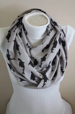 Killer Whale Scarf - Orca Whale Infinity Scarf Whale Shark Gift For Women Ocean Animals Unique Fashion Gifts For Friend Christmas Giftt Idea -Jewellery Soldes Boutique il fullxfull.1868797294 ldf5