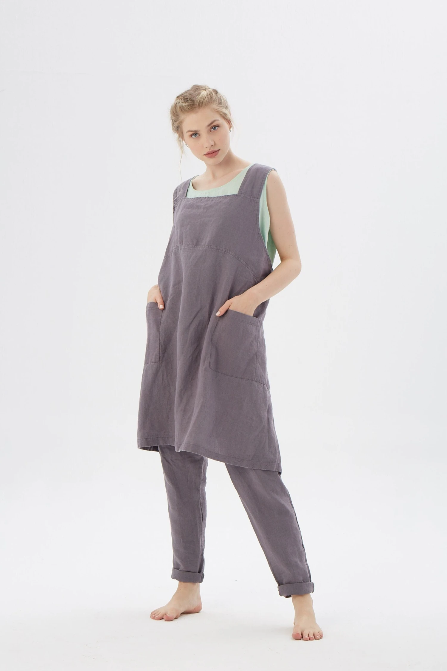 Cute Apron / KITCHEN APRON With Pockets / Japanese Style Linen Apron - Vegas / Christmas Gift 6 Cute Apron / KITCHEN APRON With Pockets / Japanese Style Linen Apron - Vegas / Christmas Gift - Image 4