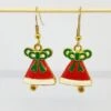 Red Christmas Bells With Green Bow Earrings Perfect Holiday Gift