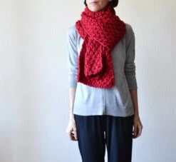 Red Alpaca Scarf Chunky Knit Winter Scarf Christmas Cozy Gift Red Knitted Scarf Alpaca Neck Scarf Thick Scarf -Jewellery Soldes Boutique il fullxfull.2000010188 hyvr