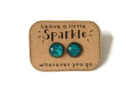GLITTER STUD EARRINGS, Turquoise Glitter Earrings, Turquoise Blue Green Jewelry, Blue Jewelry, Sparkling Posts, Danslairdutemps, Christmas