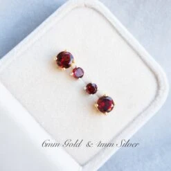 Garnet Stud Earrings, January Birthstone Jewellery, Christmas Gifts For Her, Gemstone Stud Earrings In Gold & Sterling Silver -Jewellery Soldes Boutique il fullxfull.2023583637 ddpy