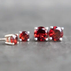 Garnet Stud Earrings, January Birthstone Jewellery, Christmas Gifts For Her, Gemstone Stud Earrings In Gold & Sterling Silver -Jewellery Soldes Boutique il fullxfull.2023583919 gdon