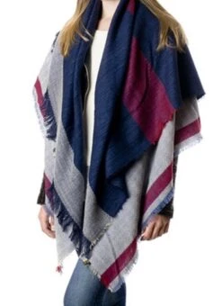 SALE, Blanket Scarf, Stripe Blanket Scarf, Fringed Blanket Scarf,boho Style Scarf, Christmas Present Holiday Gift,Black Friday Sale,