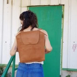 Camel Brown Rucksack Backpack Purse, Camel Backpack For Women, Women Leather Backpack For Laptop, Travel Leather Backpack, Christmas Gift