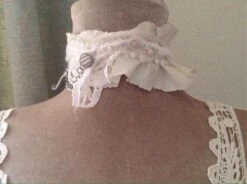 Beaded Collar Chocker // Steampunk Couture Christmas Collar Wedding Party Evening Eco Friendly Neck Wear Handmade Gift Idea // White Silk