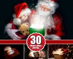 30 Magic Shine Box, Christmas Present, Photoshop Mix Overlays, Fantasy New Year Photo Overlays, Sparkles Of Light Magic Effect, Png