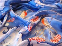 Christmas Silk Scarf Handpainted 36x36 Inches, Blue Head Scarf Silk, Neck Scarf, Gift For Women -Jewellery Soldes Boutique il fullxfull.2084376496 abwy