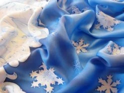 Christmas Silk Scarf Handpainted 36x36 Inches, Blue Head Scarf Silk, Neck Scarf, Gift For Women -Jewellery Soldes Boutique il fullxfull.2084377034 c95k