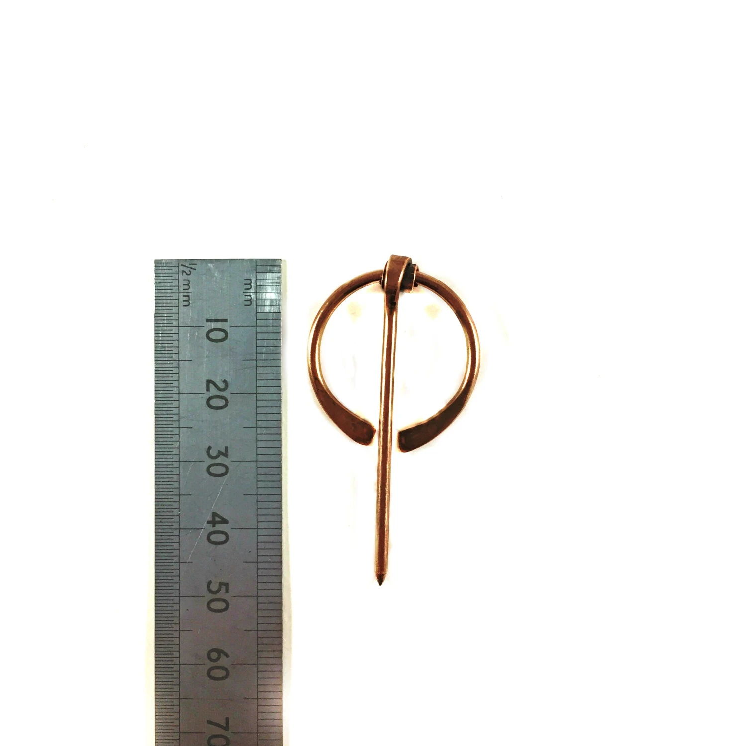 Penannular Brooch - Copper Viking Brooch, Celtic Shawl Pin Christmas Gifts For Knitters, Metal Cloak Clasp Norse Pagan Yule Gifts 6 Penannular Brooch - Copper Viking Brooch, Celtic Shawl Pin Christmas Gifts For Knitters, Metal Cloak Clasp Norse Pagan Yule Gifts - Image 4