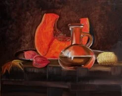 Still Life With Pumpkin. Christmas Gift. New Year Gift. Home Decor. Gift For Her. Wall Decor. Original Oil Painting On Canvas. Wall Hanging.