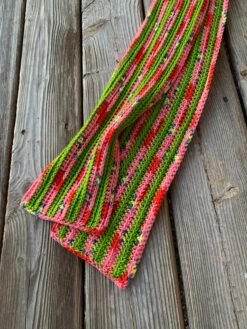 Christmas Scarf, The Grinch And Cindy Lou Who, Merino Wool Scarf, Crocheted Scarf, Hand Dyed Scarf, Indie Dyed Scarf