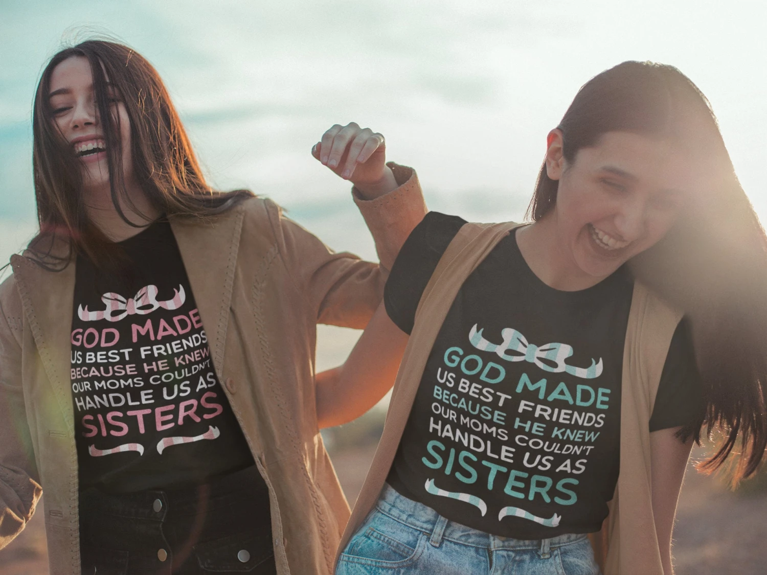 God Made Us Funny Best Friend Shirts | Cute BFF Shirt With Ribbon | Christmas, Birthday Gift For Your BF Like A Sister - BFF Matching Tee 3 God Made Us Funny Best Friend Shirts | Cute BFF Shirt With Ribbon | Christmas, Birthday Gift For Your BF Like A Sister - BFF Matching Tee