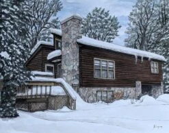 CUSTOM HOUSE PORTRAIT, Custom Painting, Custom Order, Christmas Gift Idea, Watercolor Portrait, Winter Scene, Housewarming Gift