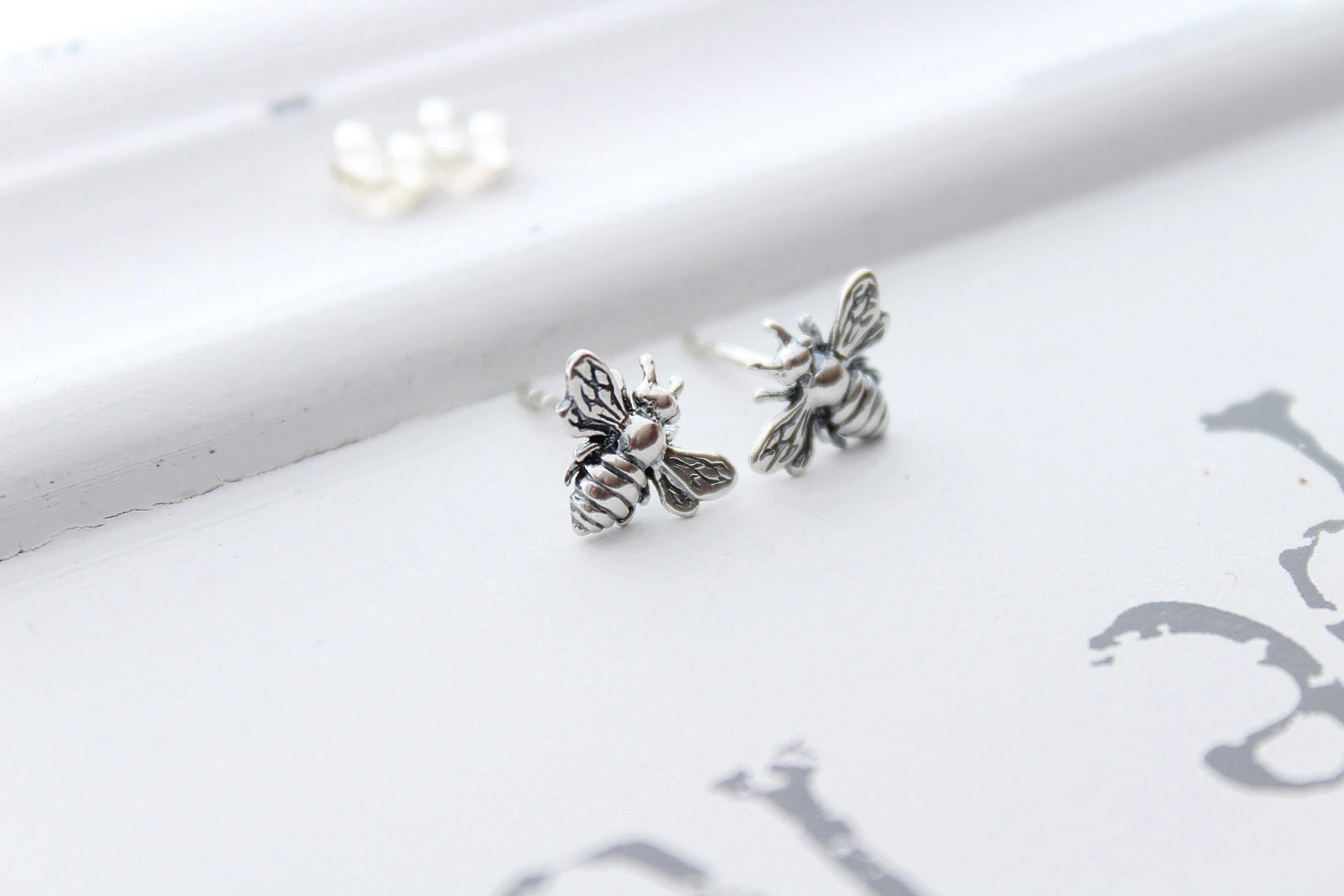 Honey Bee Earrings Studs , Bumble Bee Stud Earrings Silver Bee Ear Studs, Christmas Gift 5 Honey Bee Earrings Studs , Bumble Bee Stud Earrings Silver Bee Ear Studs, Christmas Gift - Image 3