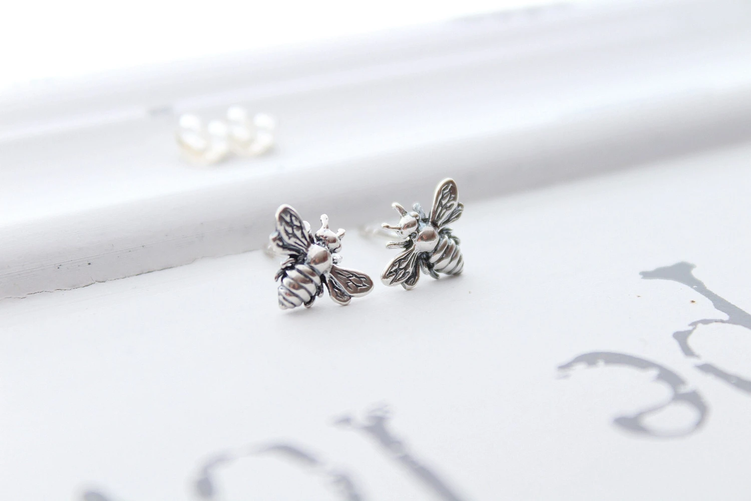 Honey Bee Earrings Studs , Bumble Bee Stud Earrings Silver Bee Ear Studs, Christmas Gift 6 Honey Bee Earrings Studs , Bumble Bee Stud Earrings Silver Bee Ear Studs, Christmas Gift - Image 4