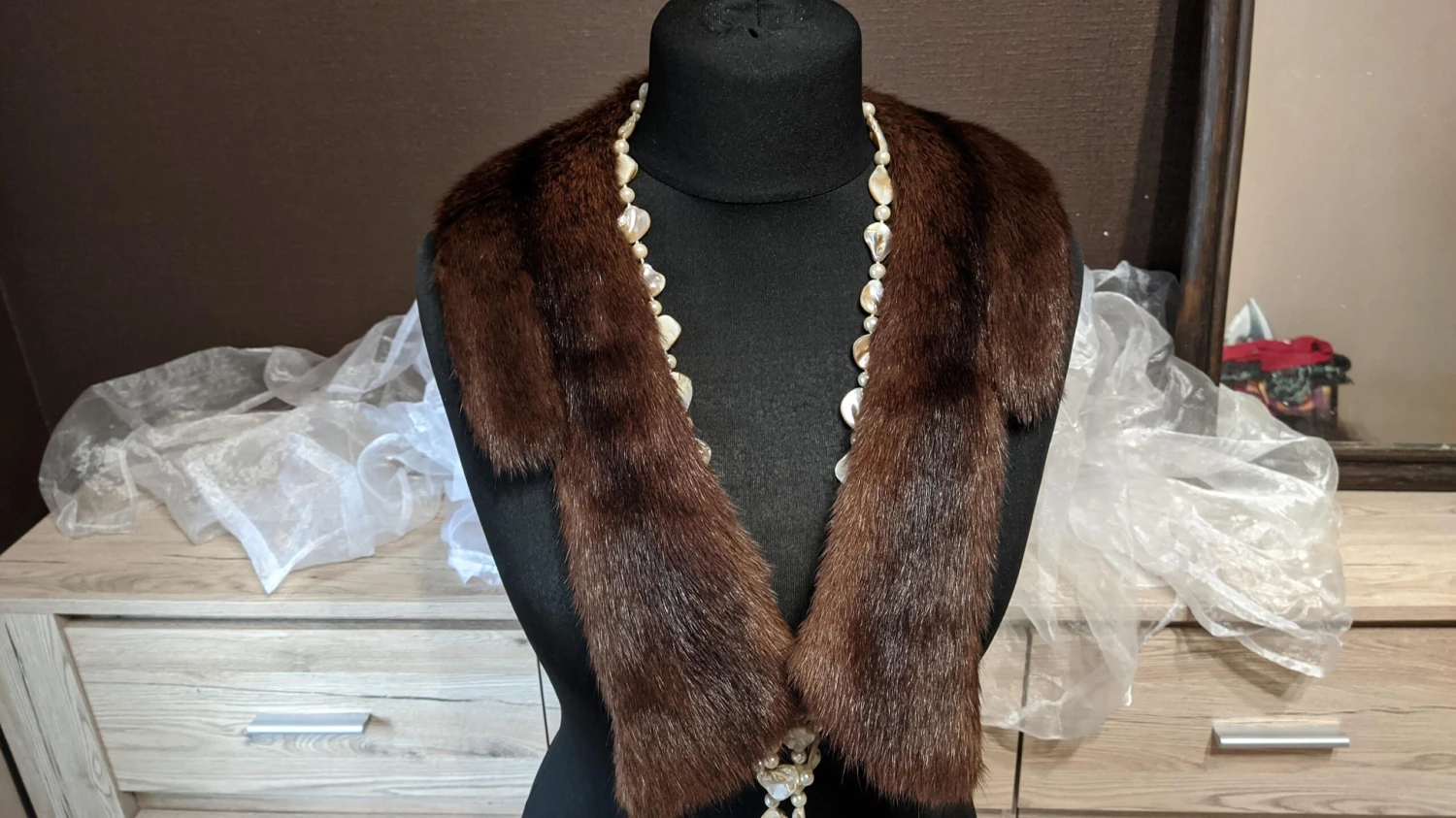 Vintage Brown Real Fur Collar Warm Gift For Her Christmas 4 Vintage Brown Real Fur Collar Warm Gift For Her Christmas - Image 2