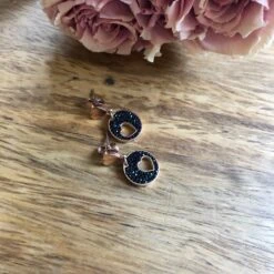 Earrings Heart, Black, Hollow, Punched Out Heart, Round, Rose Gold, Rhinestone Jewelry, Girlfriend Gift, Christmas Gift, Mother Daughter Jewelry -Jewellery Soldes Boutique il fullxfull.2273669666 iepb