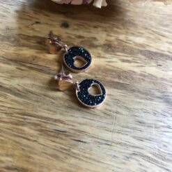 Earrings Heart, Black, Hollow, Punched Out Heart, Round, Rose Gold, Rhinestone Jewelry, Girlfriend Gift, Christmas Gift, Mother Daughter Jewelry -Jewellery Soldes Boutique il fullxfull.2273669860 b63a