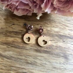 Earrings Heart, Black, Hollow, Punched Out Heart, Round, Rose Gold, Rhinestone Jewelry, Girlfriend Gift, Christmas Gift, Mother Daughter Jewelry -Jewellery Soldes Boutique il fullxfull.2321271137 7mab