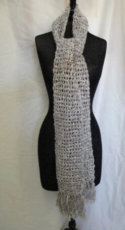 Gray Scarf Warm Extra Long 88x5 Inch, Handmade Crochet Knit Chunky Ski Snow Boarding Unique For Men Women Christmas Or Birthday Gift