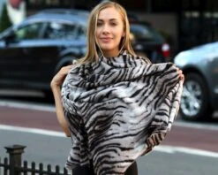All Natural Scarf, Winter Scarf, No Cruelty Fashion, Soft Christmas Gift, Stocking Stuffer, Tiger Print Shawl, Cruelty Free Gift For Women