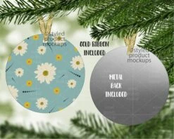 Dye Sublimation Round Aluminum Christmas Ornament Mockup | Add Your Own Image And Background -Jewellery Soldes Boutique il fullxfull.2428489706 h18q