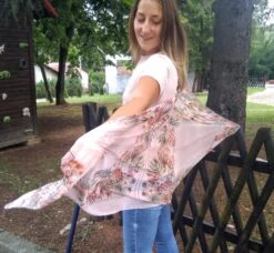 Pink Printed Scarf. Sheer Head Bohemian Autumn Bridesmaid Modern Wing Floral Scarf. Christmas Gift. -Jewellery Soldes Boutique il fullxfull.2481495376 ms9q