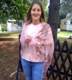 Pink Printed Scarf. Sheer Head Bohemian Autumn Bridesmaid Modern Wing Floral Scarf. Christmas Gift. -Jewellery Soldes Boutique il fullxfull.2481496442 ia77