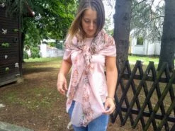 Pink Printed Scarf. Sheer Head Bohemian Autumn Bridesmaid Modern Wing Floral Scarf. Christmas Gift. -Jewellery Soldes Boutique il fullxfull.2481496746 fytw