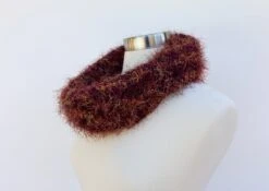 Winter Chunky Knit Scarf In Purple & Maroon Metallic Colors For Holidays. Textured Fuzzy Scarf. Bohemian Style Scarf. Christmas Gift For Her -Jewellery Soldes Boutique il fullxfull.2481809152 f1lc
