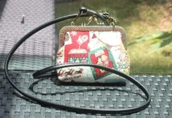 Christmas Santa Claus Print Mini Handbag Or Shoulder Bag Or Clutch Bag / Coin Purse Or Cross Body With Metal Frame Kiss Lock Clasp. Handmade
