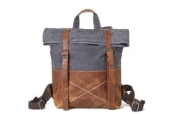Thames Grey Canvas Backpack | Durable Leather Rucksack | Modern 17in Laptop Bag | Aesthetic Large Travel Bag | Unisex Christmas Gift -Jewellery Soldes Boutique il fullxfull.2506051246 7mjs