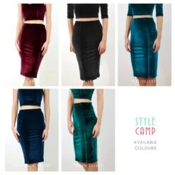 VELVET PENCIL SKIRT | Red Velvet Panelled Pencil Skirt With High Waist. Mid-Length Bodycon Stretch Velvet Skirt, Christmas Party Skirt -Jewellery Soldes Boutique il fullxfull.2519226622 rqh6